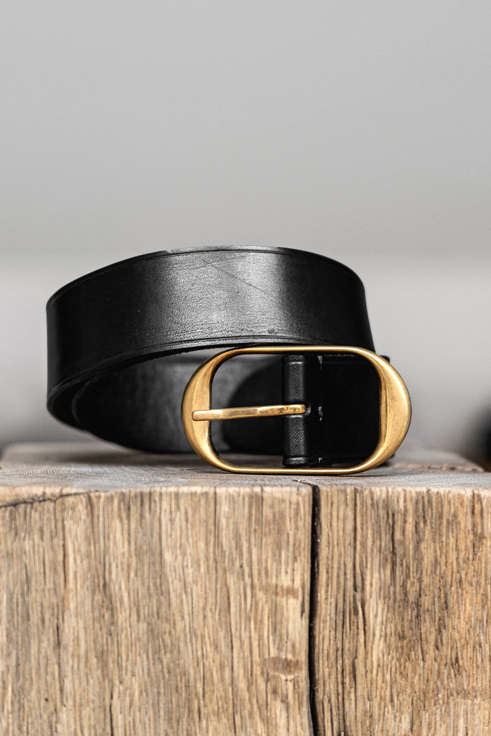 Nili Belt In Black With Antique Brass Buckle Limited Time Discount