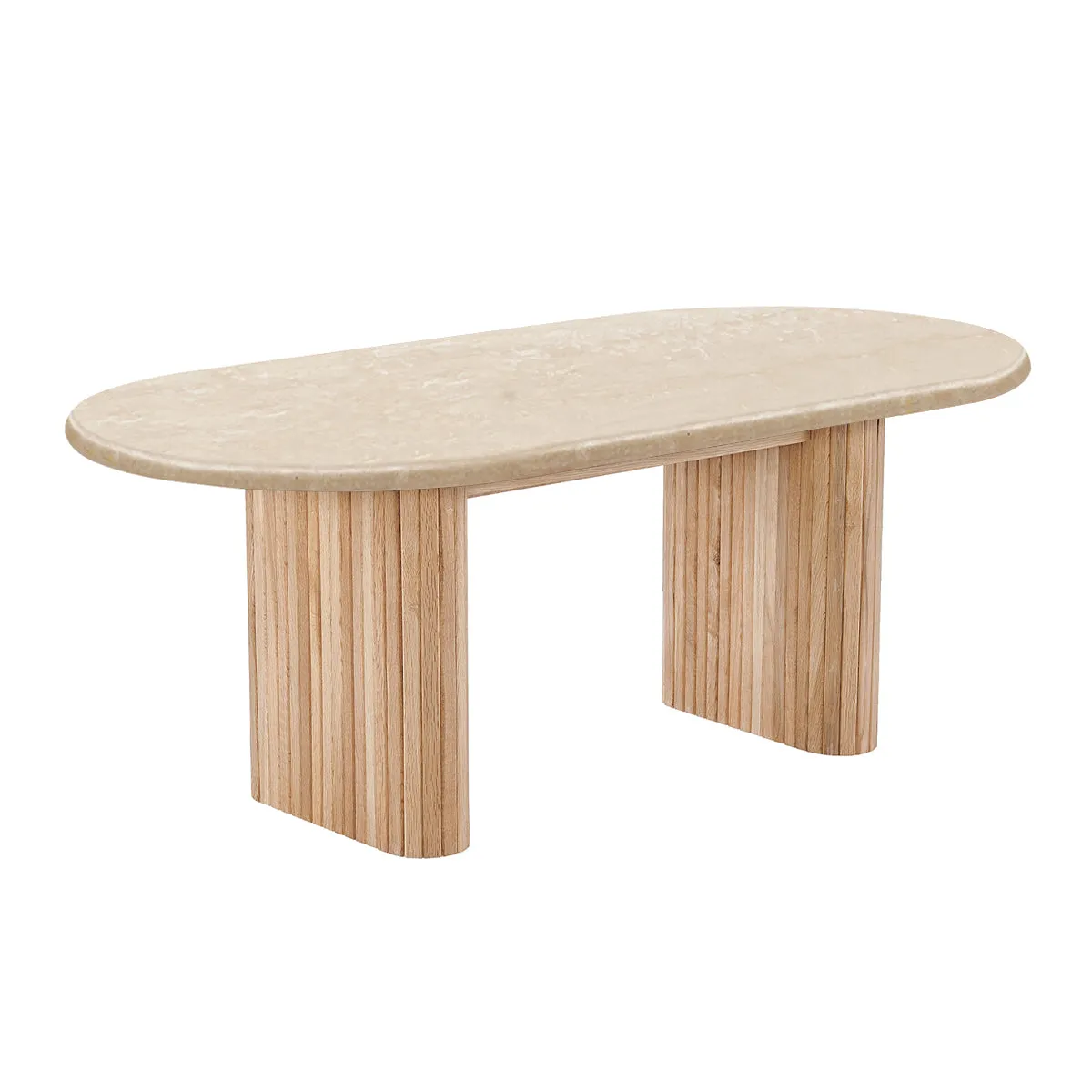 Noir Oval Coffee Table (Oak, Travertine, 120cm)