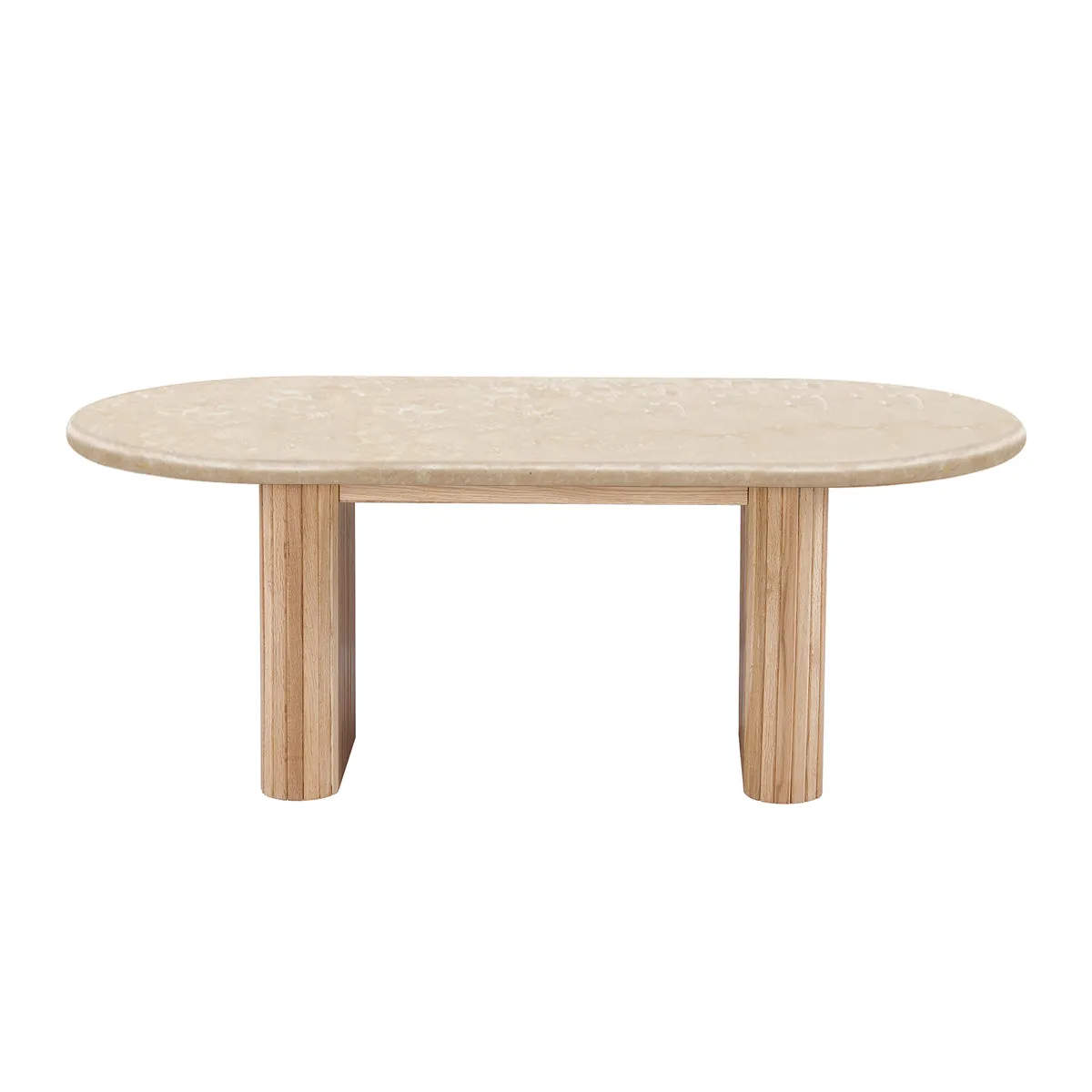 Noir Oval Coffee Table (Oak, Travertine, 120cm)