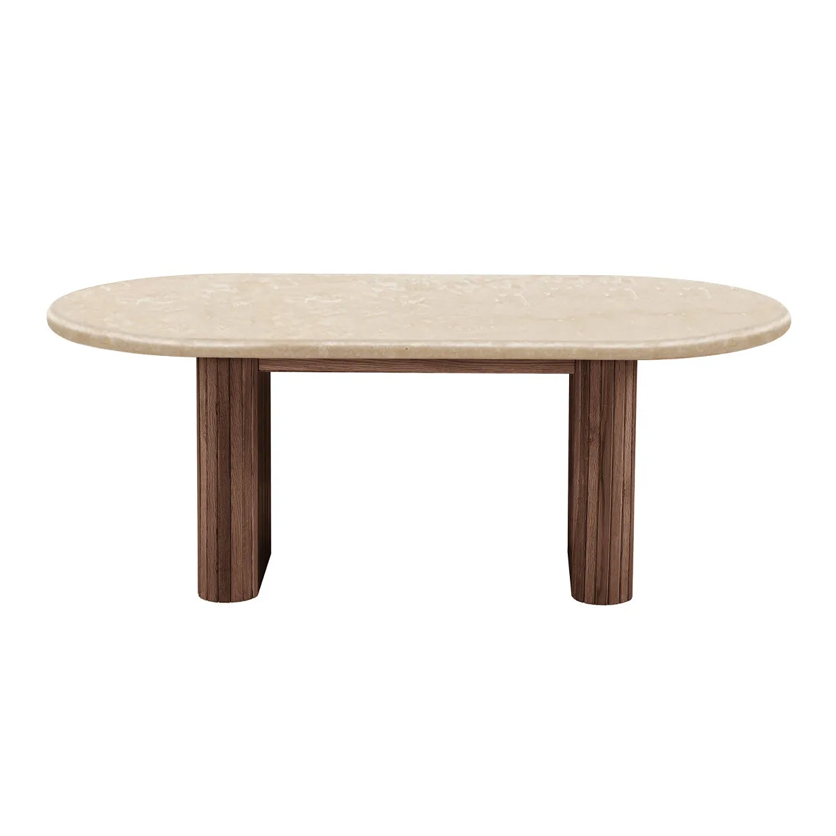Noir Oval Coffee Table (Walnut, Travertine, 120cm)