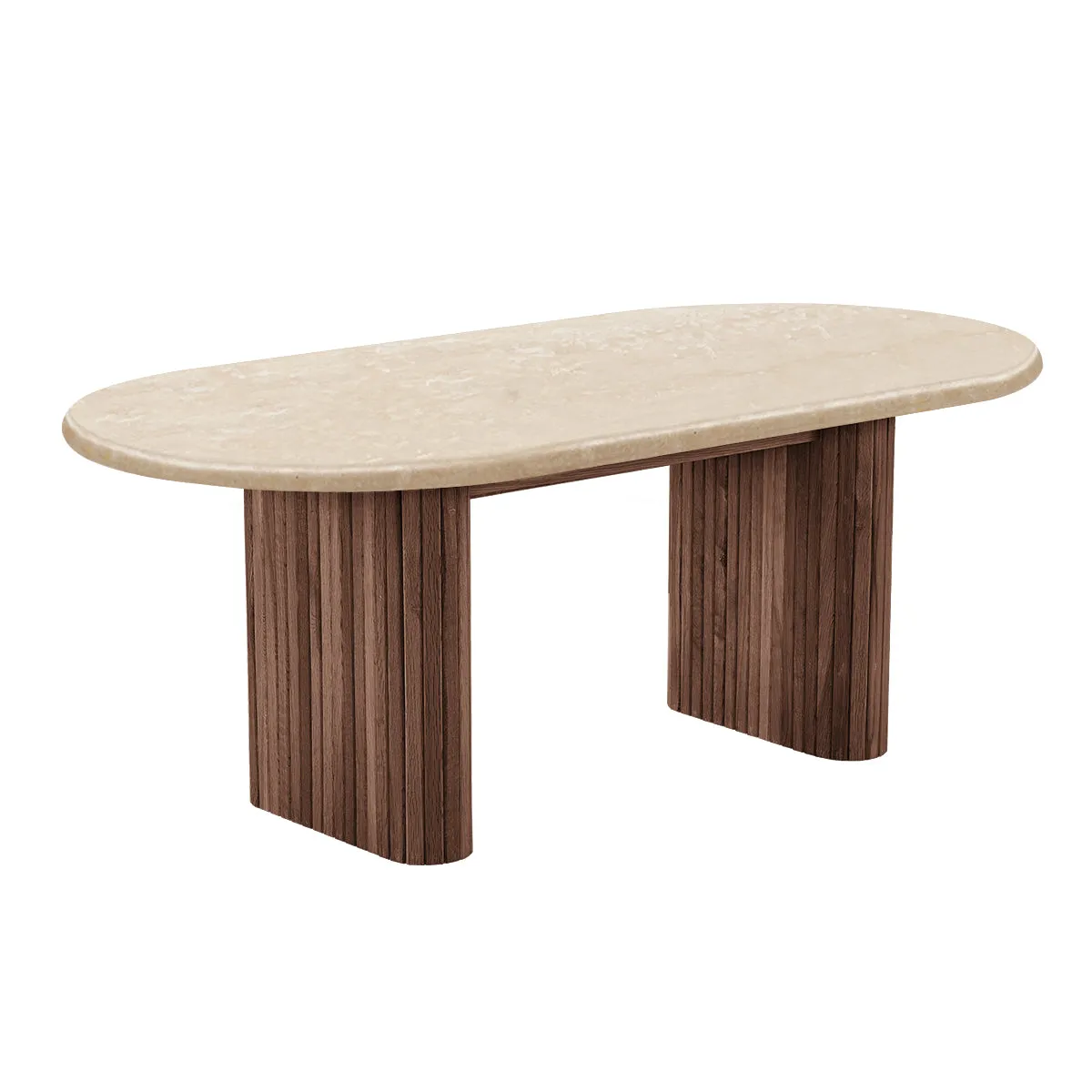 Noir Oval Coffee Table (Walnut, Travertine, 120cm)