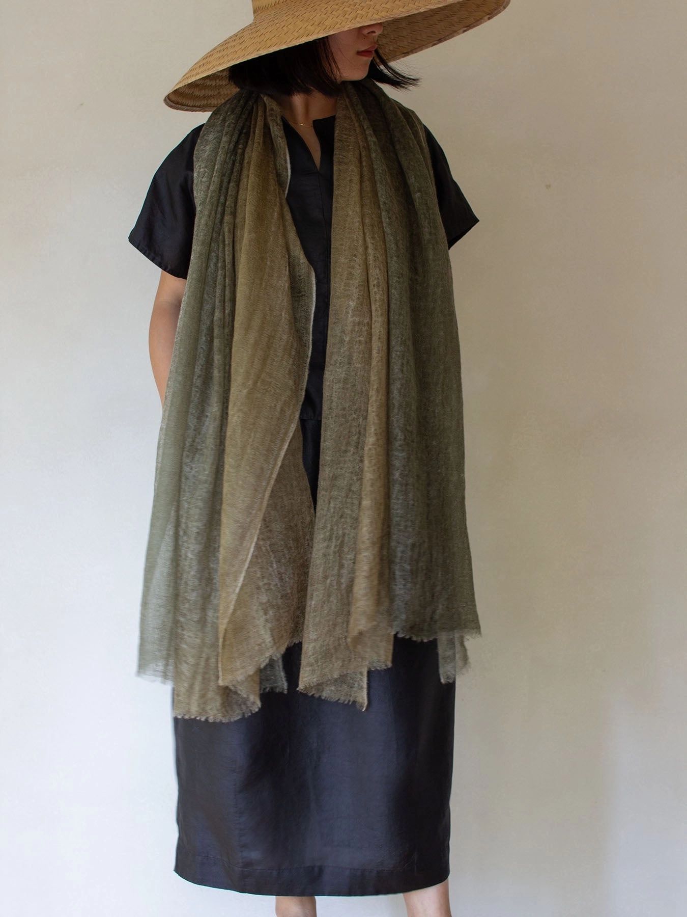 Limited Stock Offer Daily Deal Frenzy Oats & Rice Ombre Cashmere Scarf In Pear Green