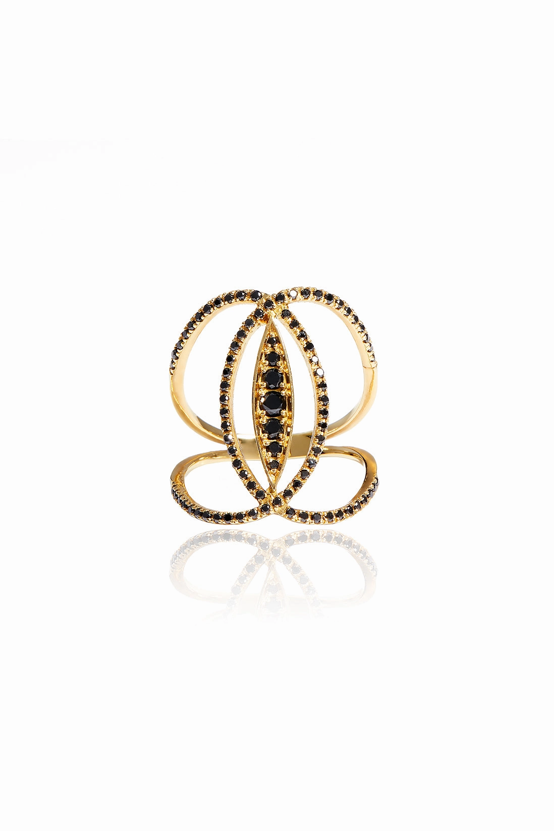 Big Price Drop Black Diamond Marquis Ring In 18K Yellow Gold