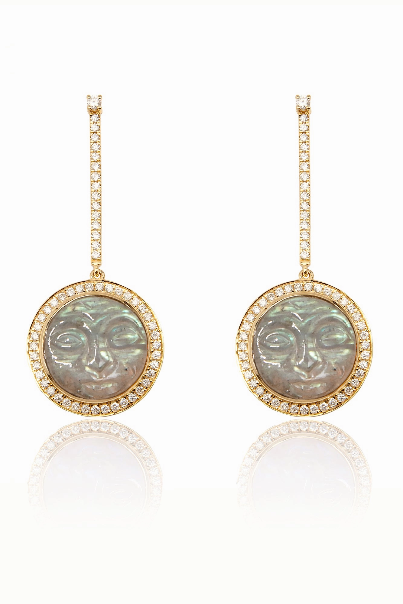 Trending Offer Today Unmissable Deal Today Labradorite Man In The Moon Diamond Earrings