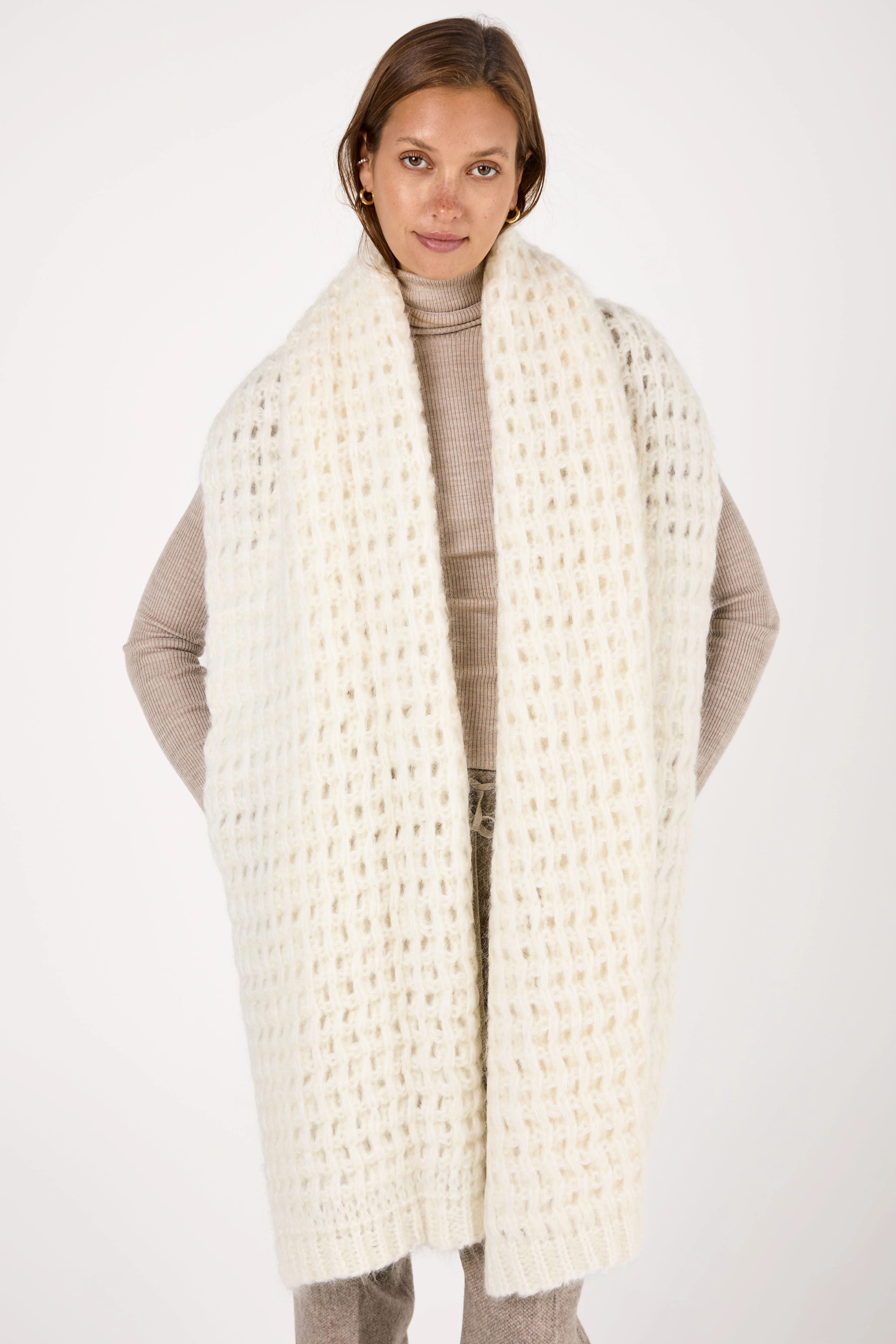 Oversized Knit Scarf In Panna Today Only Hot Sale Special Offer Inside