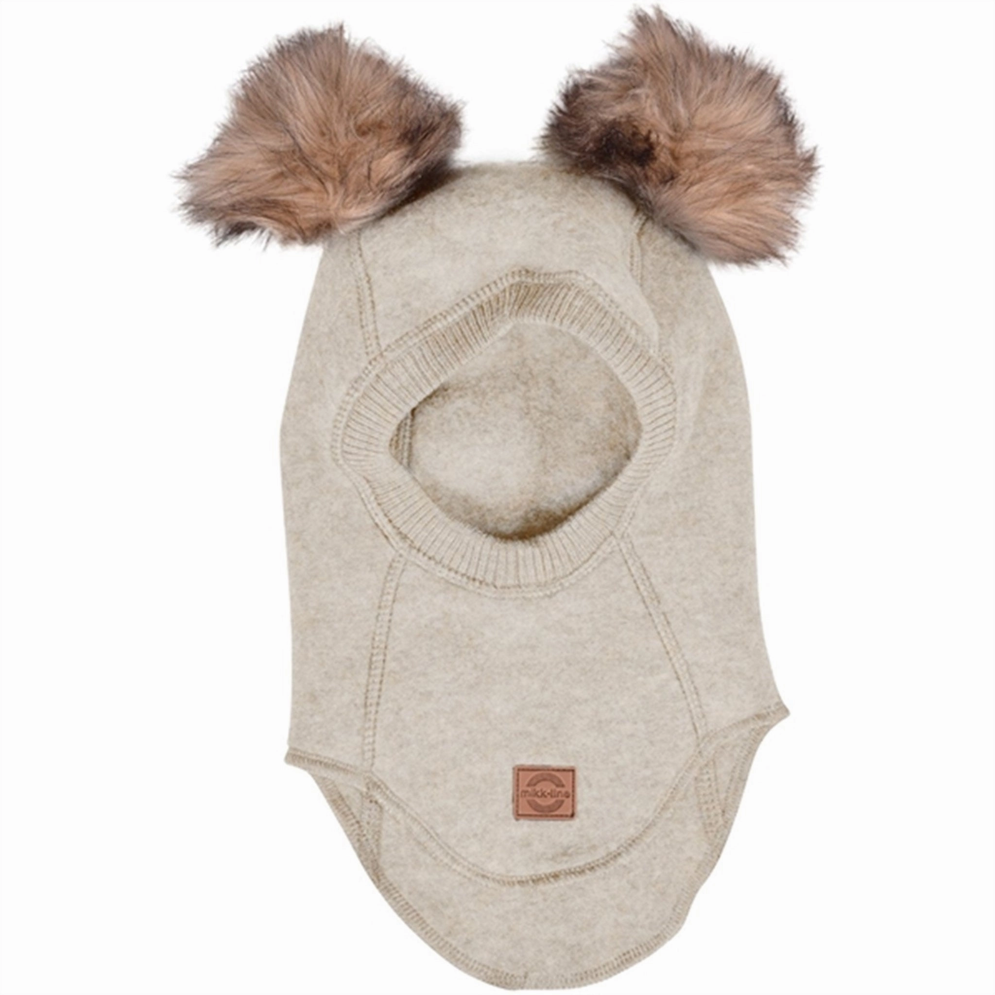 Mikk-Line Wool Balaclava With Pom Pom Melange Offwhite Perfect Gift Offer Daily Clearance Deal