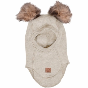 Mikk-Line Wool Balaclava With Pom Pom Melange Offwhite Perfect Gift Offer Daily Clearance Deal