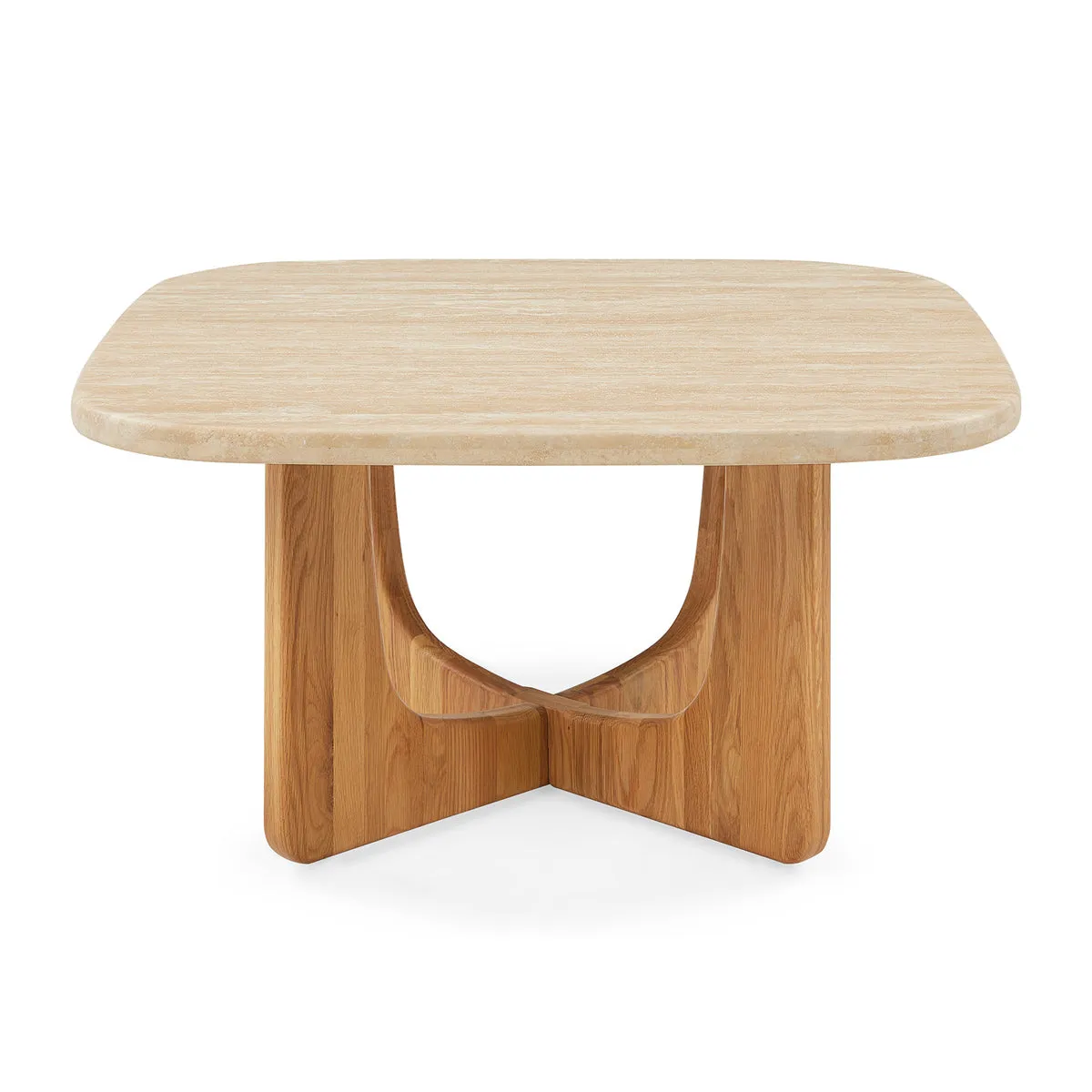 Pierro Travertine Coffee Table (Oak, Travertine)
