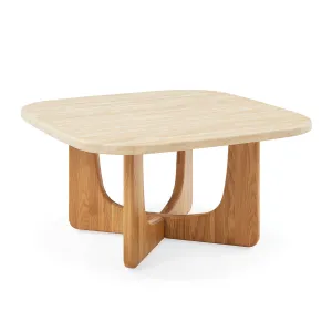 Pierro Travertine Coffee Table (Oak, Travertine)