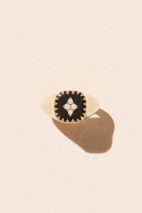 Pierrot Signet Ring In Black Big Clearance Event Exclusive Online Deal