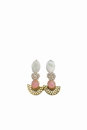 Pink Opal Circles W/Pearl Clusters Today Only Special