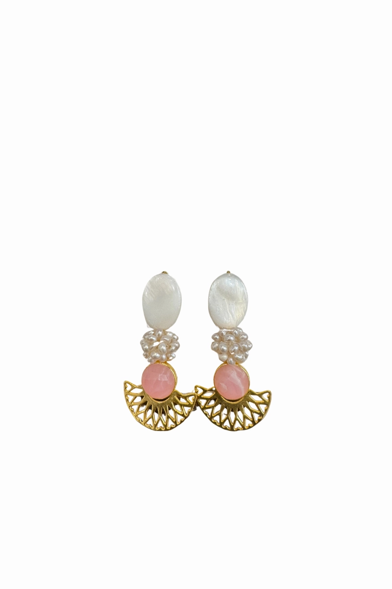 Pink Opal Circles W/Pearl Clusters Today Only Special
