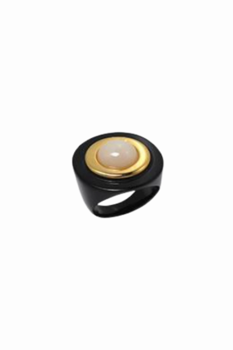 Special Deal Frenzy Polished Gold White Semi-Opaque Ring