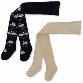Limited Time Steal Konges Sljd Jacquard Tights Swan Navy/Off White 2-Pack