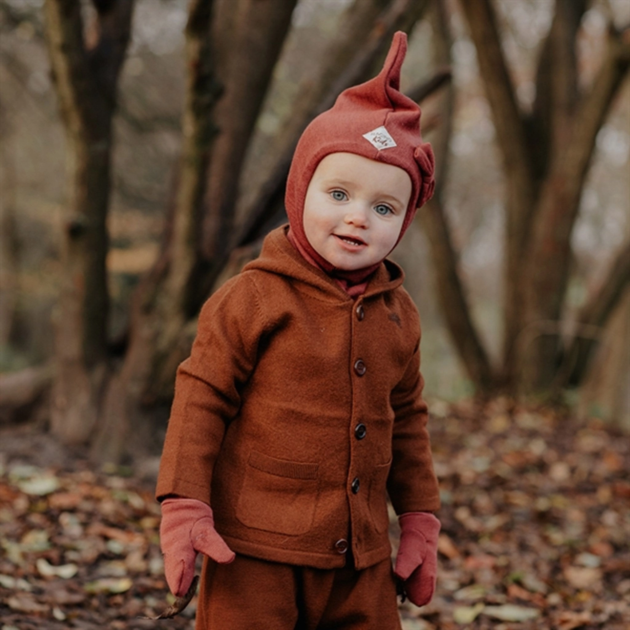 Shop Smart Deals Clearance Sale Racing Kids Top Balaclava Wool/Cotton W. Bow 3-Layered Coffee Beans