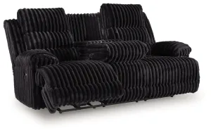 Rhine Falls - Onyx - Reclining Power Sofa With Drop Down Table