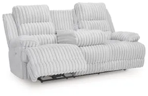 Rhines Falls - Alloy - Reclining Power Sofa With Drop Down Table