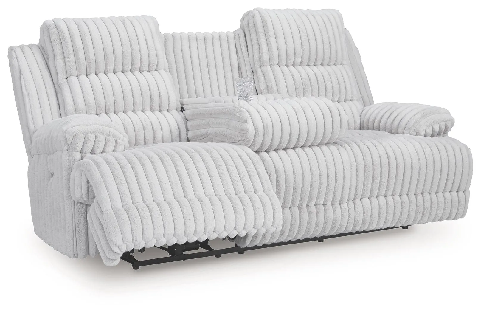 Rhines Falls - Alloy - Reclining Power Sofa With Drop Down Table