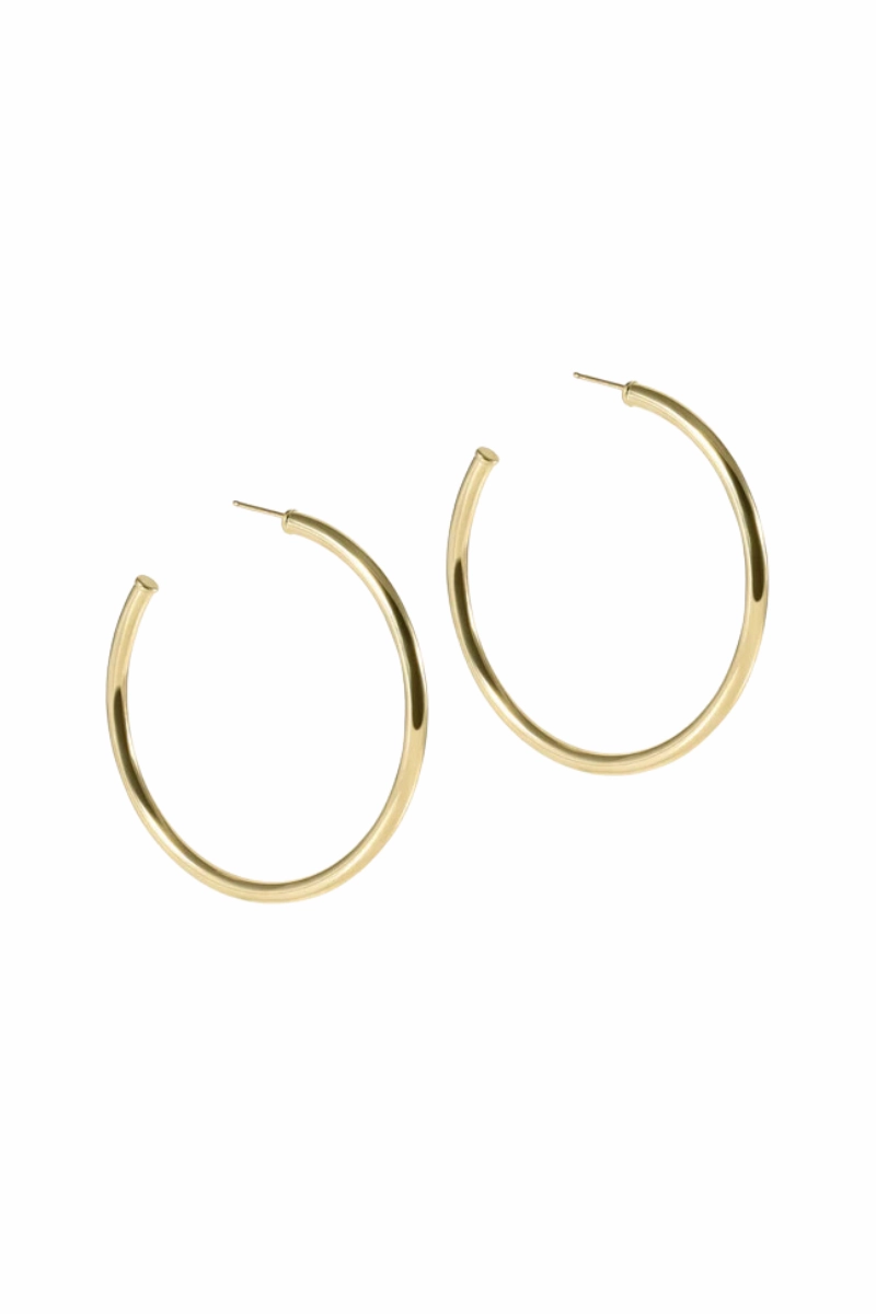 Special Deal Frenzy Limited Time Hot Deal Round Gold 2" Post Hoop - 3Mm - Smooth