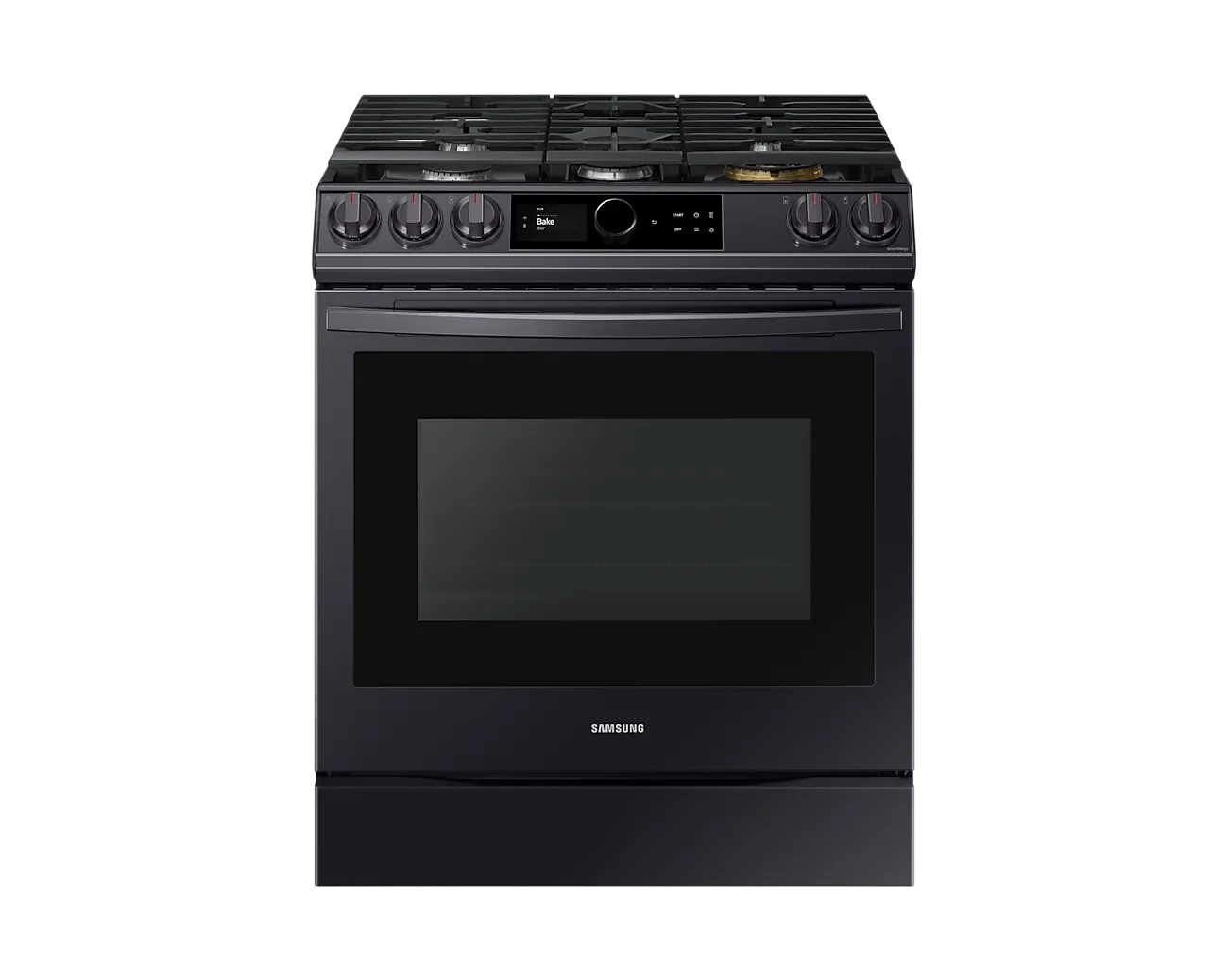 Samsung 30" Slide In Gas Range True Convection 5 Burner Wox Burner - Black Stainless - NX60T8711SG/AA