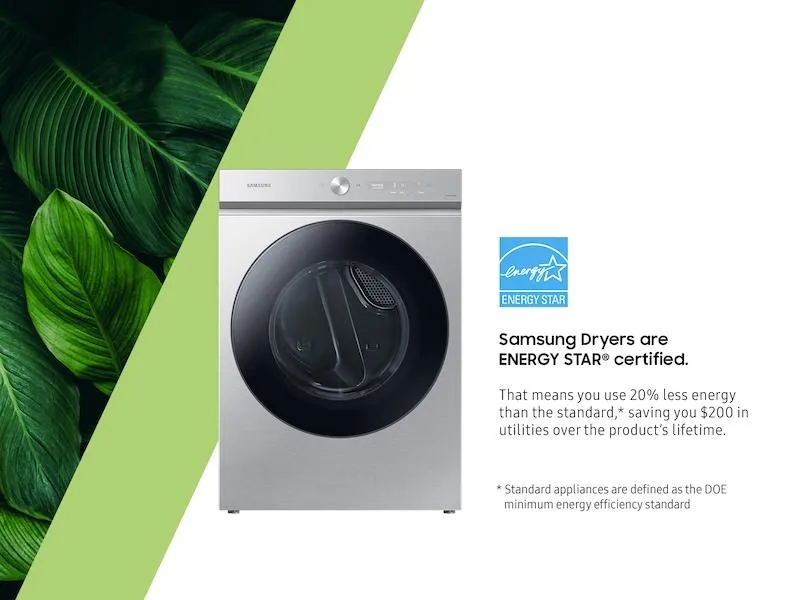 Samsung DVG53BB8700T Bespoke 7.6 Cu. Ft. Ultra Capacity Gas Dryer With Super Speed Dry And Ai Smart Dial In Silver Steel