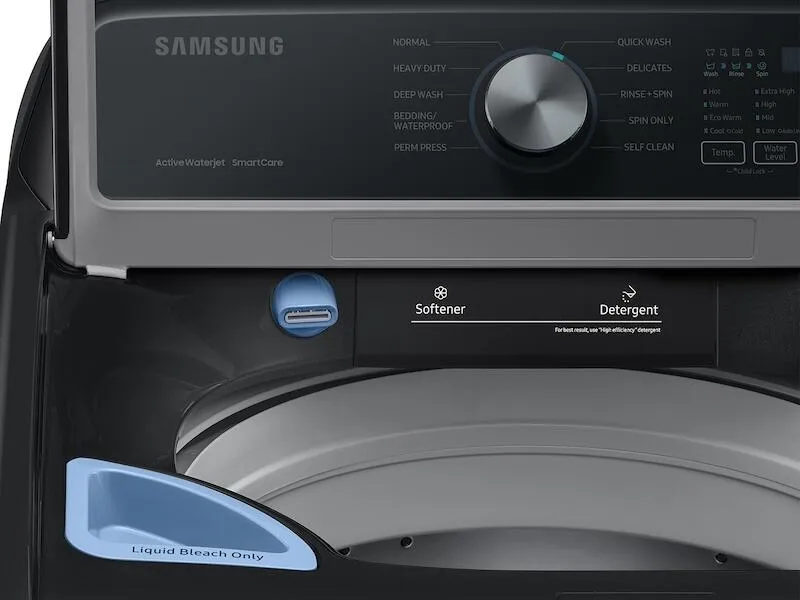 Samsung WA44A3405AV 4.4 Cu. Ft. Top Load Washer With Activewave&#8482; Agitator And Active Waterjet In Brushed Black