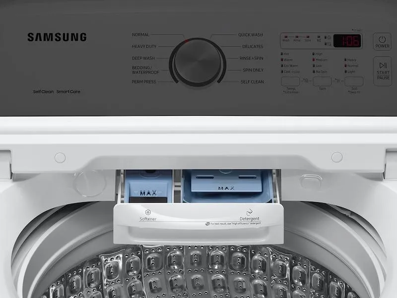 Samsung WA49B5105AW 4.9 Cu. Ft. Large Capacity Top Load Washer With Activewave&#8482; Agitator And Deep Fill In White
