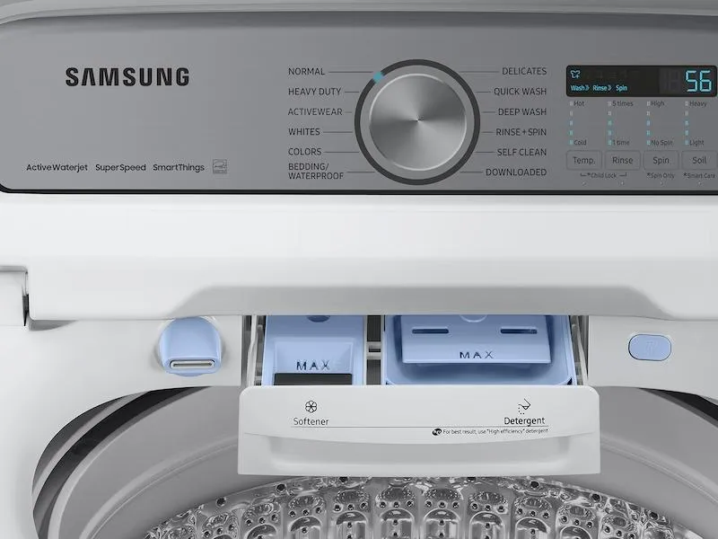 Samsung WA54CG7105AW 5.4 Cu. Ft. Extra-Large Capacity Smart Top Load Washer With Activewave&#8482; Agitator And Super Speed Wash In White