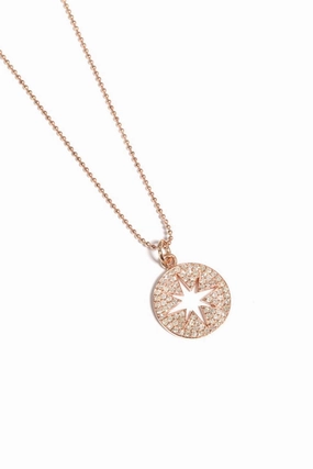 Shop & Grab Now Pav Diamond Small Compass Necklace In Rose Gold