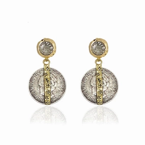 Toledo & Mini Wilhelmina Coin & Crystal Bar Earrings Sweet Deal Inside