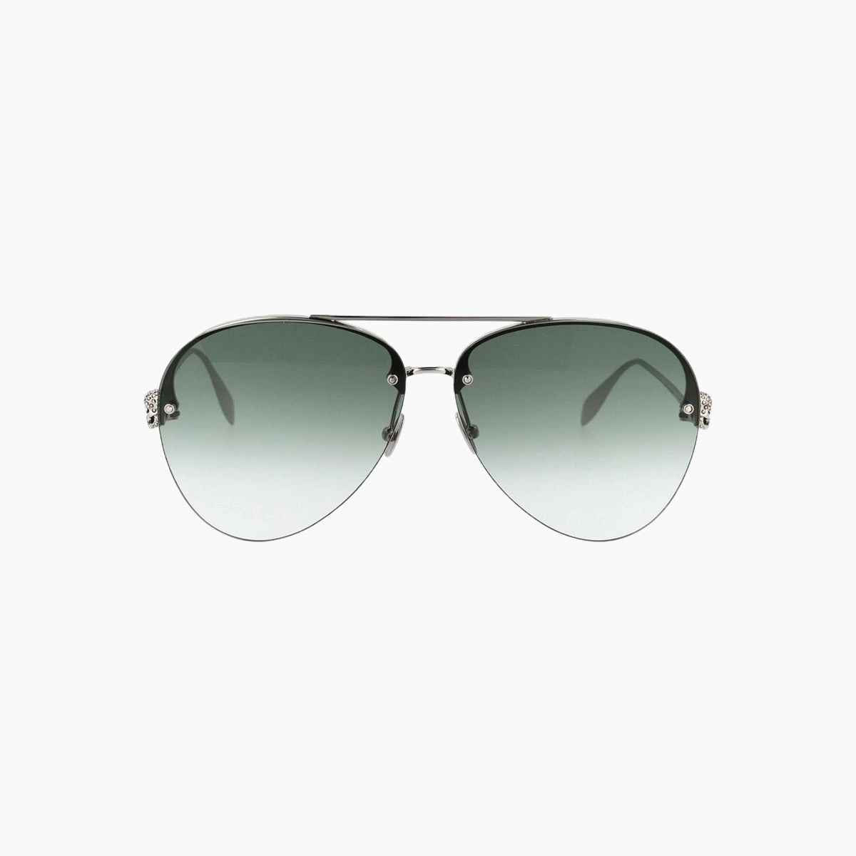 Special Deal Frenzy Alexander Mcqueen Silver Green Sunglasses
