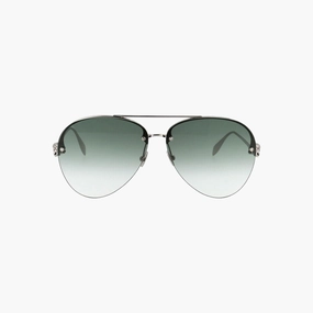 Special Deal Frenzy Alexander Mcqueen Silver Green Sunglasses