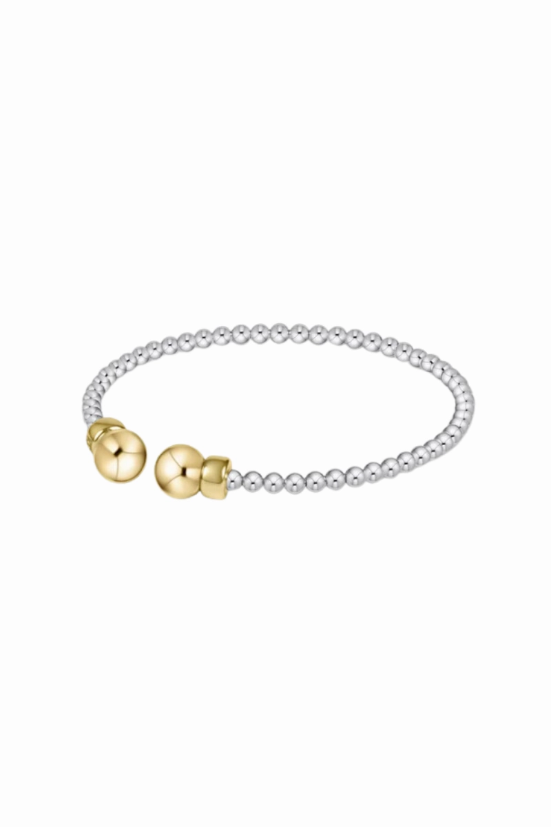 Classic Sterling Mixed Metal 3Mm Bead Cuff - Gold Mega Sale Now