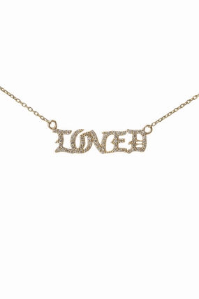 Diamond Studded Gothic Loved Necklace In Yellow Gold Unmissable Deal Today Grab & Save Today