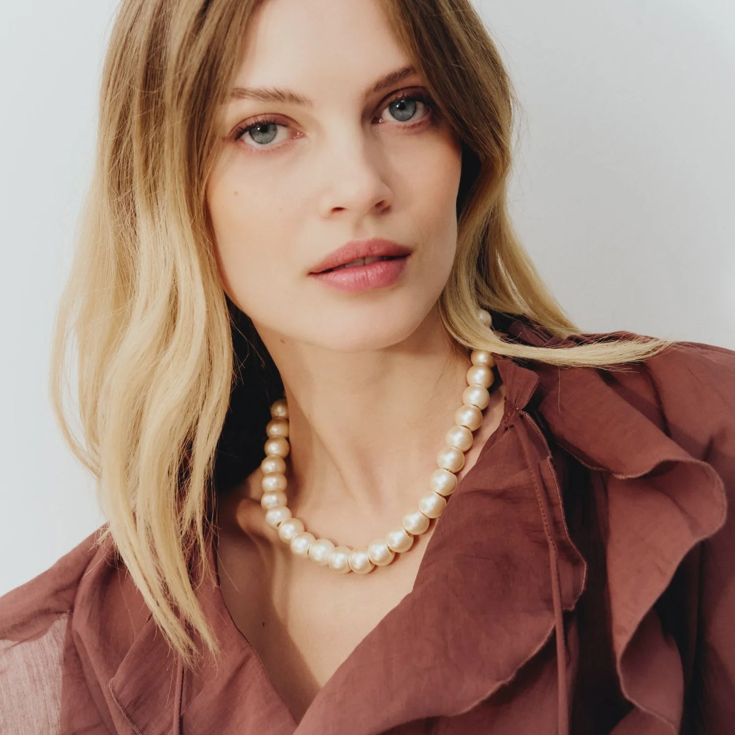 Vanessa Baroni Mini Beads Necklace In Apricot Pearl Mega Discount Event Save Today Only