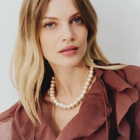 Vanessa Baroni Mini Beads Necklace In Apricot Pearl Mega Discount Event Save Today Only