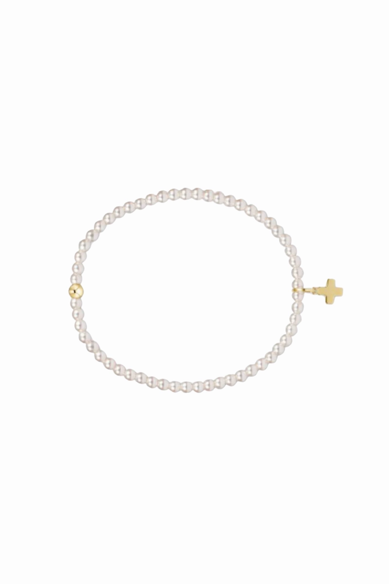 Todays Best Deal Big Savings Today Classic Pearl 3Mm Bead Bracelet - Signature Cross Gold Charm