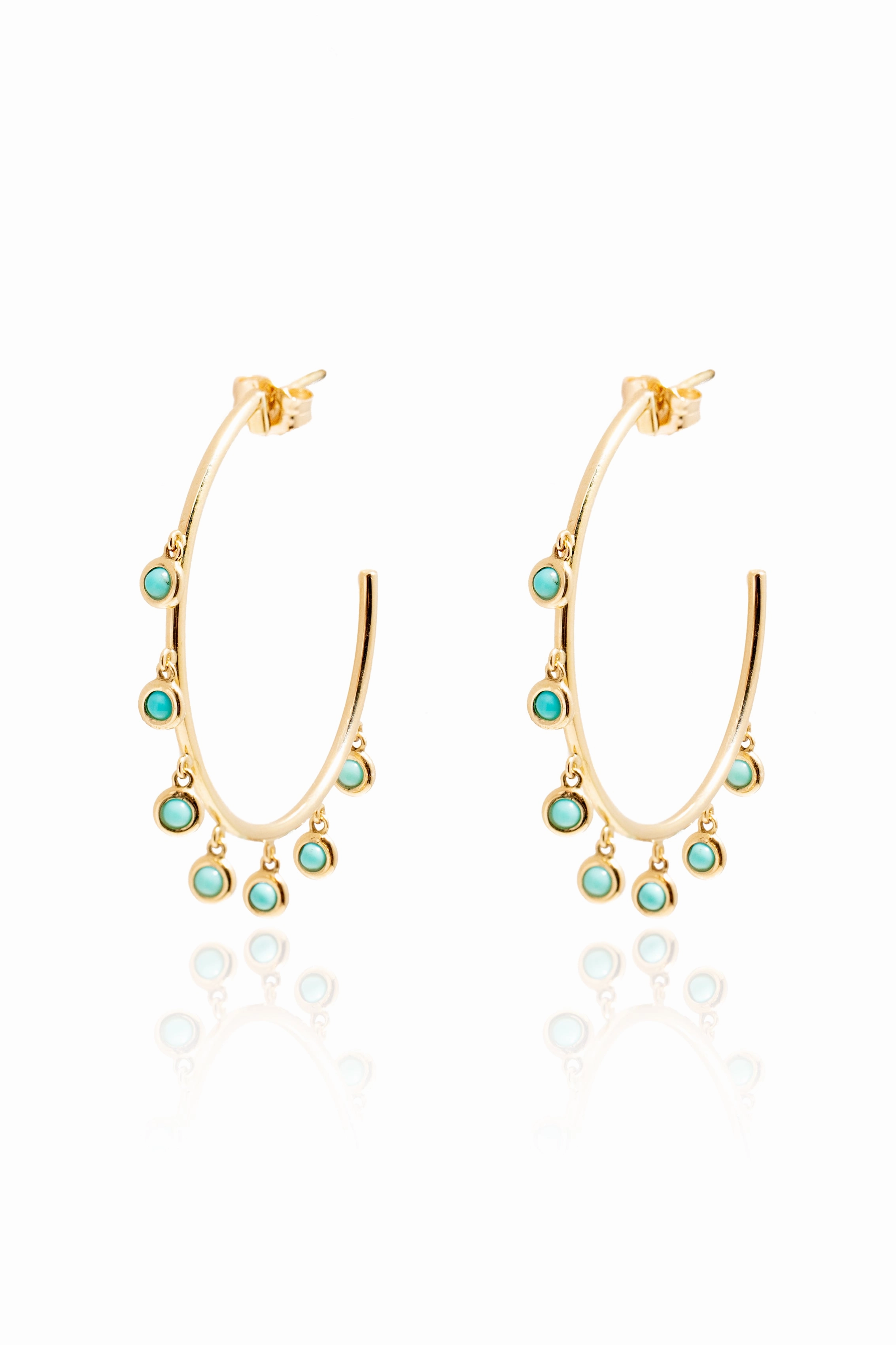 Small Turquoise Gypsy Hoops In Yellow Gold Online Exclusive Savings