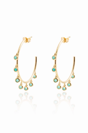 Small Turquoise Gypsy Hoops In Yellow Gold Online Exclusive Savings