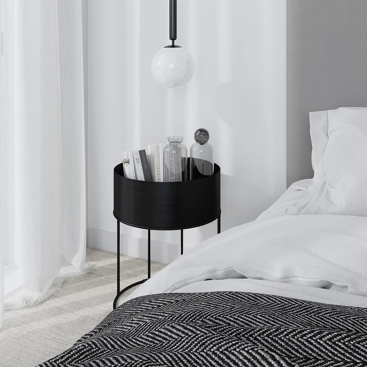 Scandinavian Round Storage Side Table