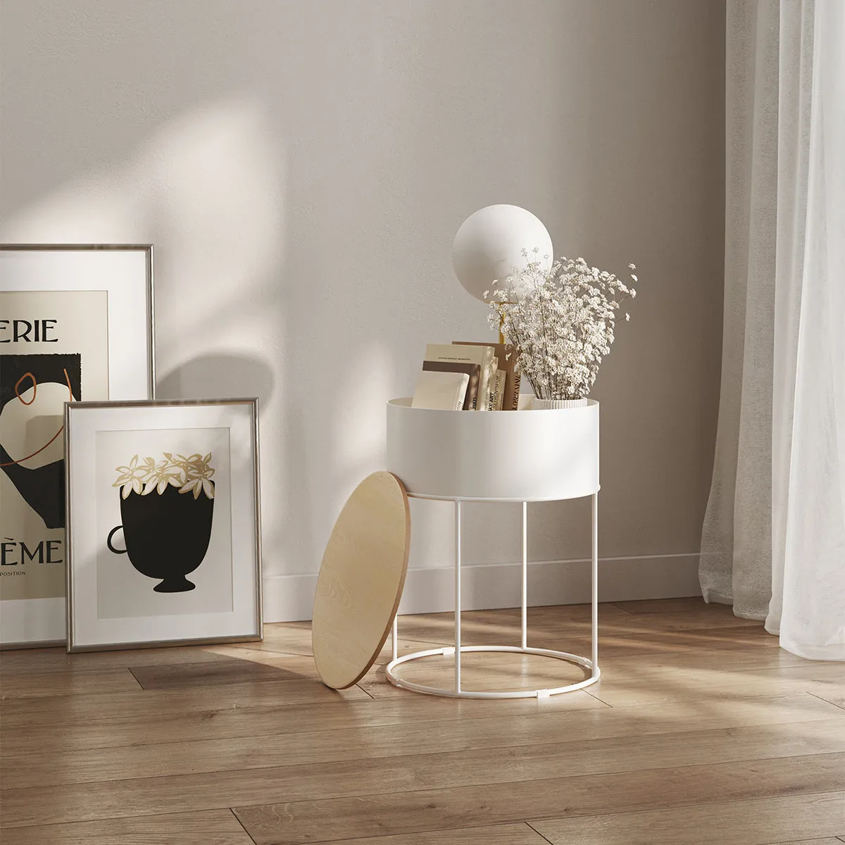 Scandinavian Round Storage Side Table