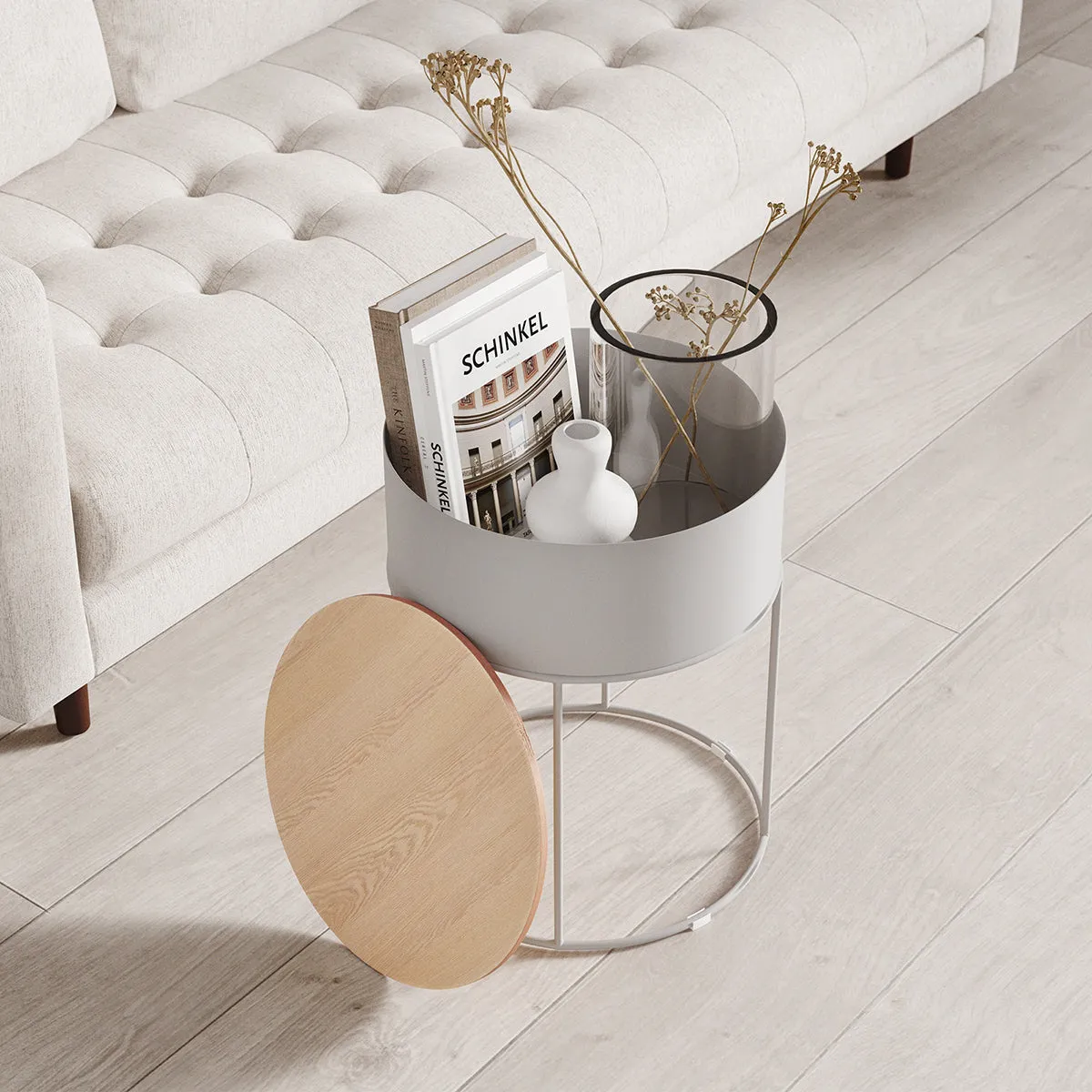 Scandinavian Round Storage Side Table
