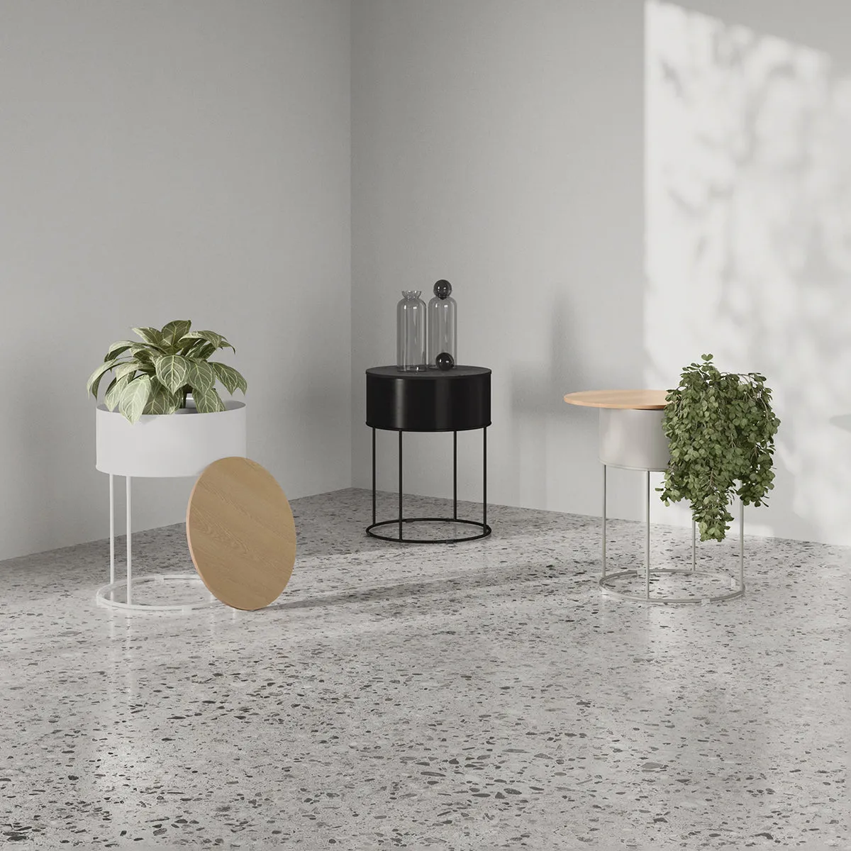Scandinavian Round Storage Side Table