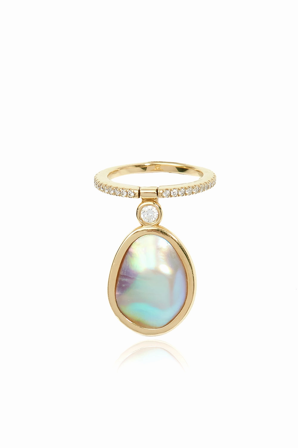 Sea Of Cortez Pearl And Diamond Flip Ring In 18K Yellow Gold Big Hot Sale Hot Discount Deal