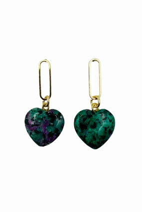 Semi-Precious Heart Earrings Dont Miss This Offer