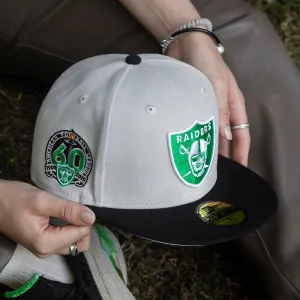 Grab & Save Today Grab It Before Gone New Era 59Fifty Nfl Las Vegas Raiders 60Th Anniversary Two Tone / Silver Uv Fitted Cap