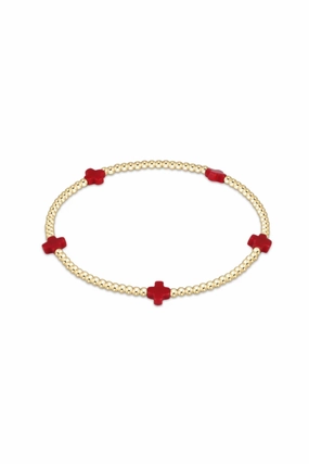 Signature Cross Small Gold Pattern 2Mm Bead Bracelet - Red Mega Discount Today Hot Offer Inside