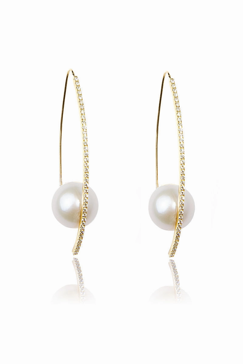 Diamond Pav Floating White Pearl Threaders Price Drop Alert