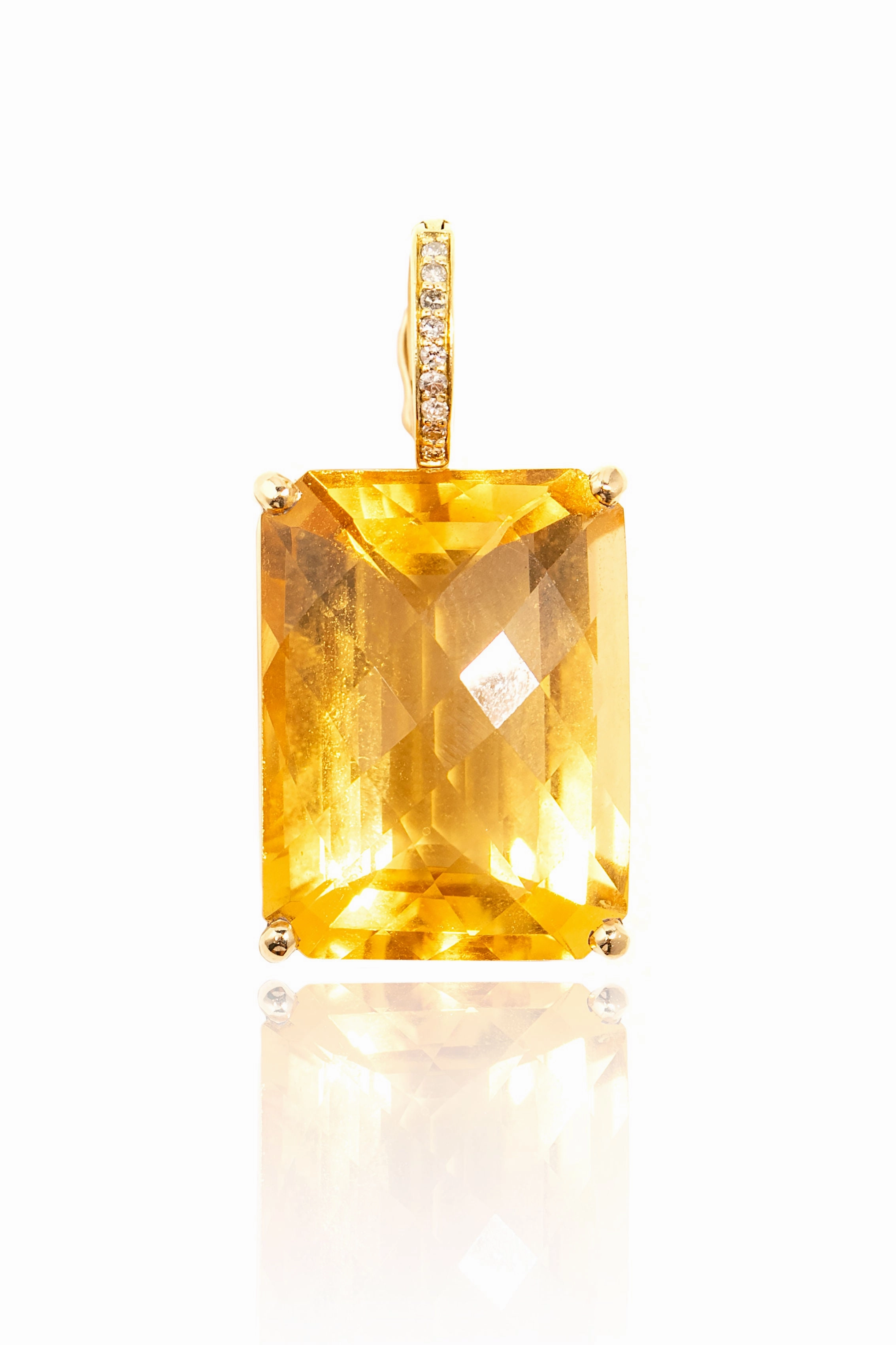 Large Diamond Citrine Pendant In Yellow Gold Best Deal Online Trendy Picks Today