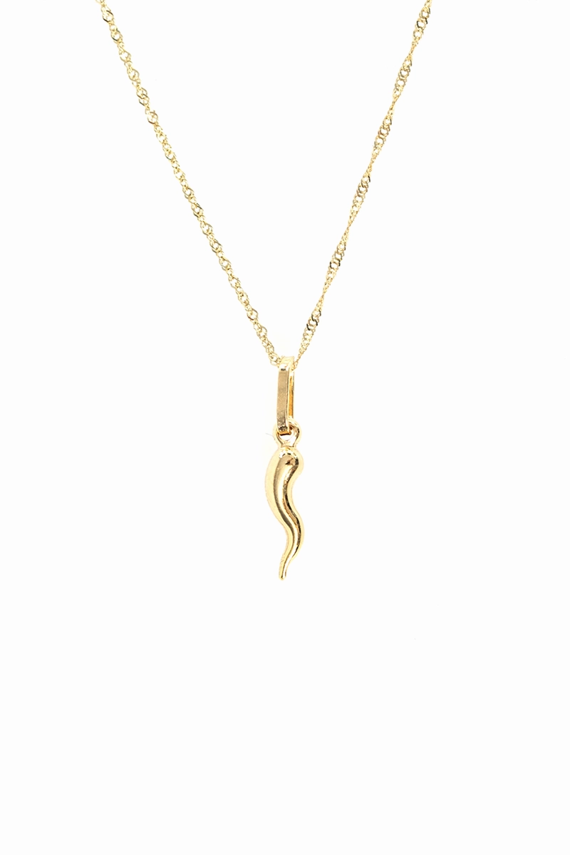 Yellow Gold Chain With Gold Cornicello Best Deal Today